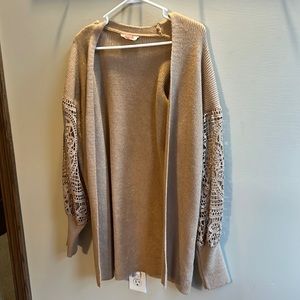 Women's Open Front Long Lantern Sleeve Cardigan